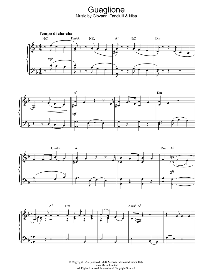 Guaglione Piano Solo scores gallery preview page 1