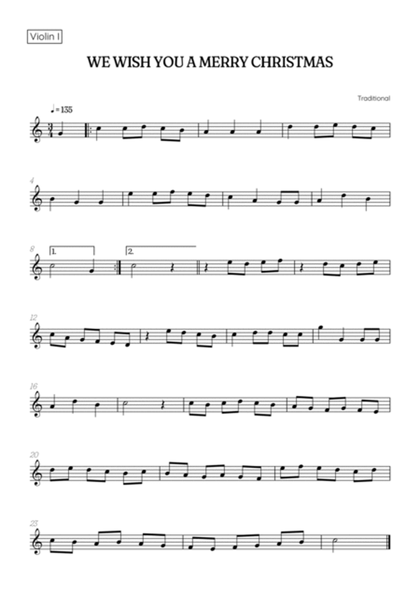 We Wish You a Merry Christmas for String Quintet • easy Christmas sheet music image number null