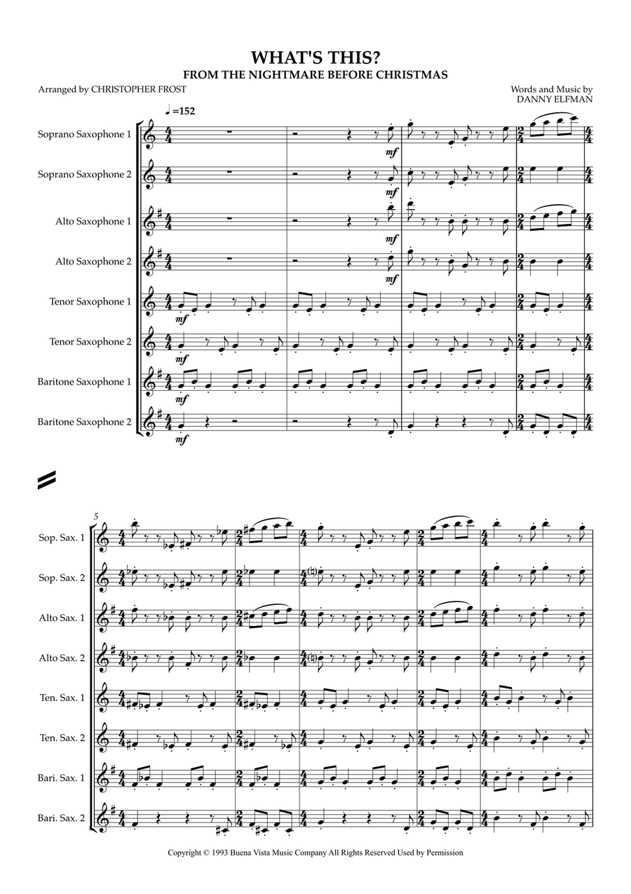 What's This? by Danny Elfman Woodwind Ensemble - Digital Sheet Music