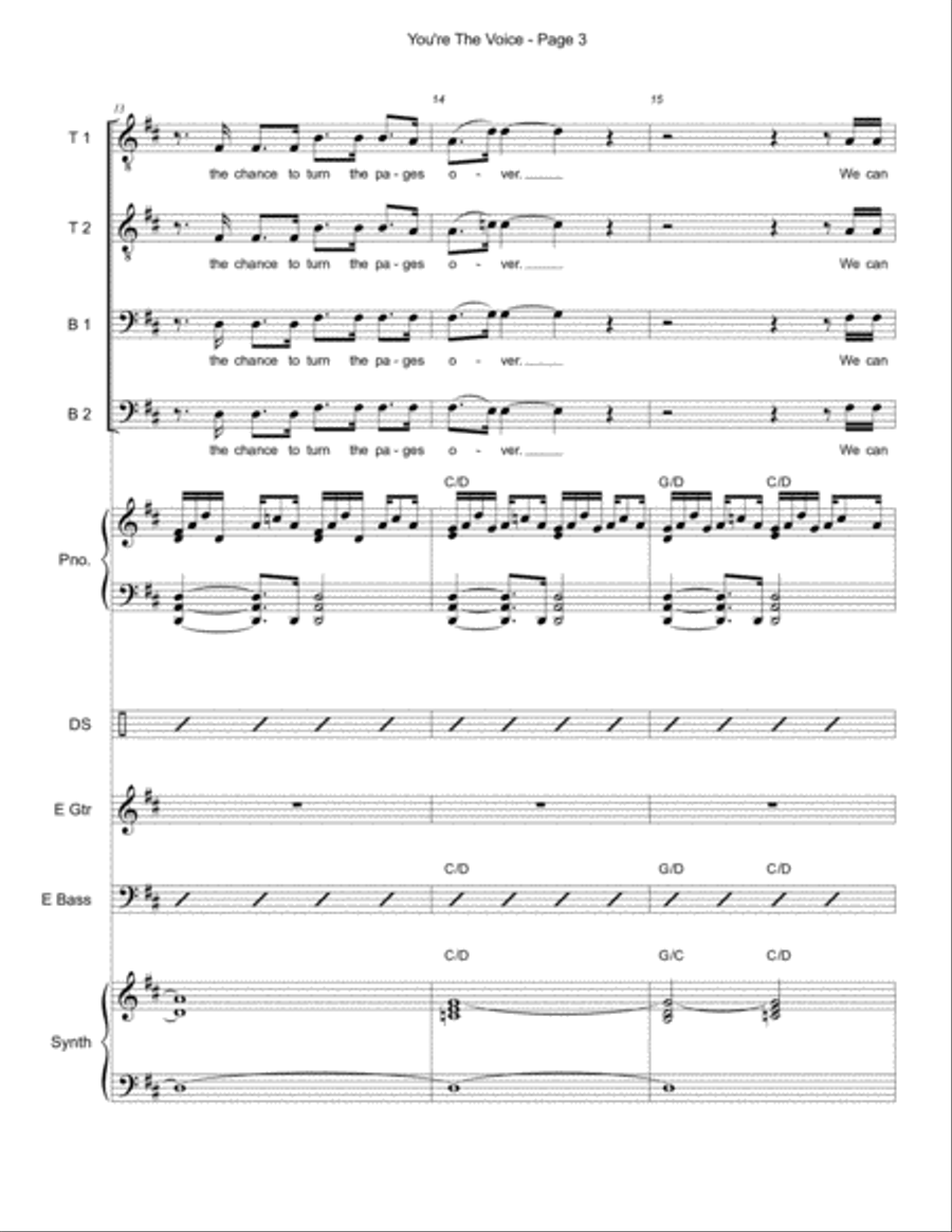 You're The Voice Bass Guitar scores gallery preview page 3