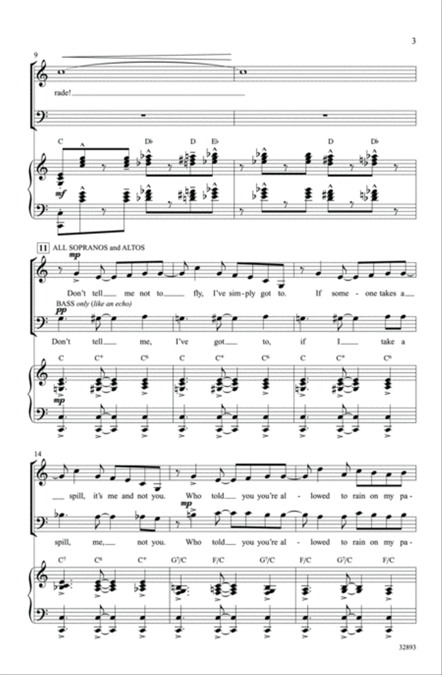 Don't Rain on My Parade 4-Part scores gallery preview page 3