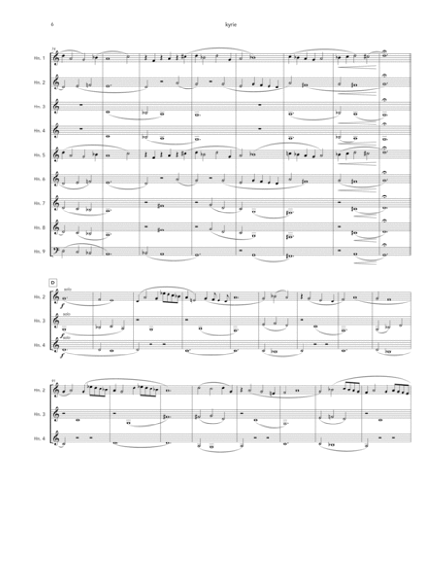 Kyrie from Messe de Nostre Dame for Horn Choir Brass Ensemble scores gallery preview page 6