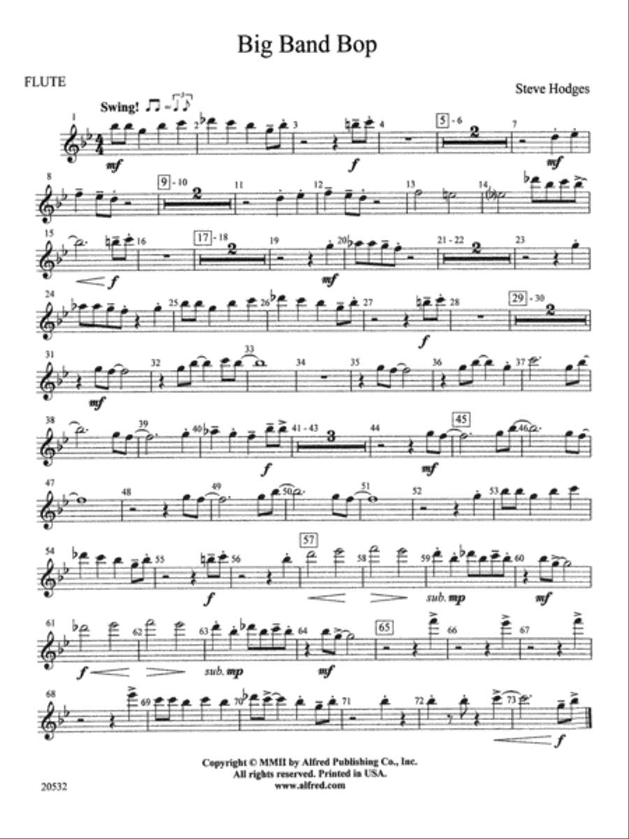 Big Band Bop: Flute Concert Band scores gallery preview page 1