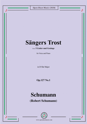 Book cover for Schumann-Sängers Trost Op.127 No.1,in D flat Major,for Voice and Piano