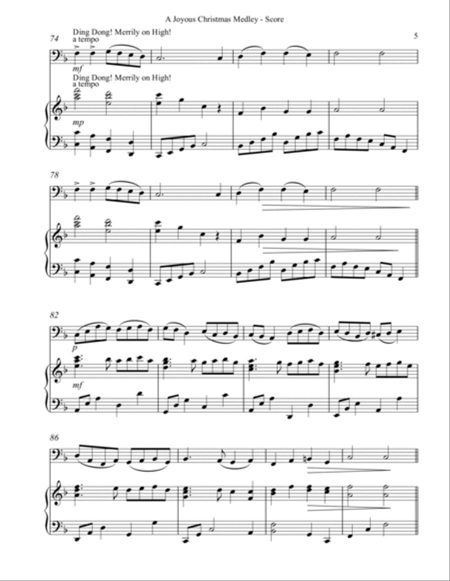 A Joyous Christmas Medley, Duet for Cello & Harp String Duet scores gallery preview page 5
