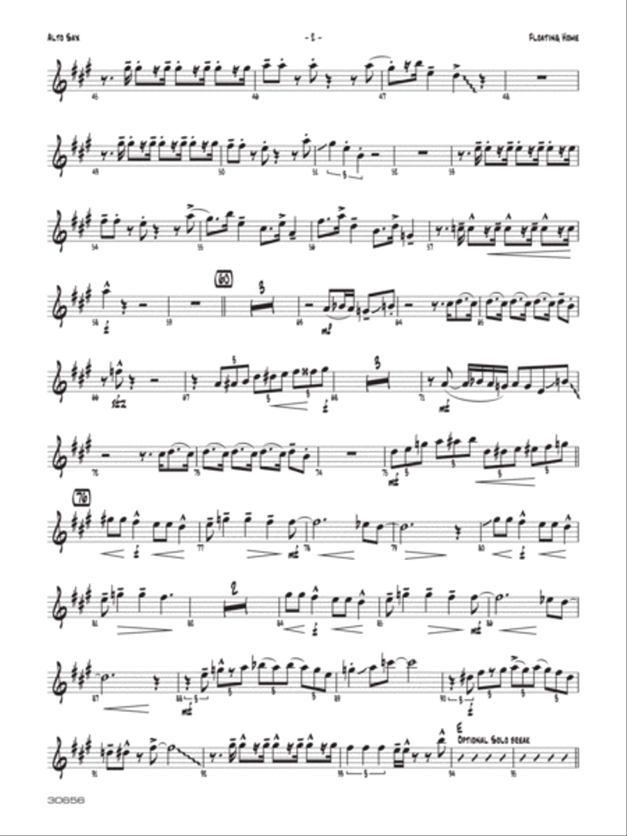 Floating Home: E-flat Alto Saxophone Jazz Ensemble scores gallery preview page 2