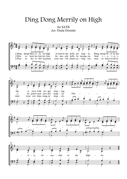 Ding Dong Merrily on High (SATB - G major - 2 staff - no chords - no piano) image number null