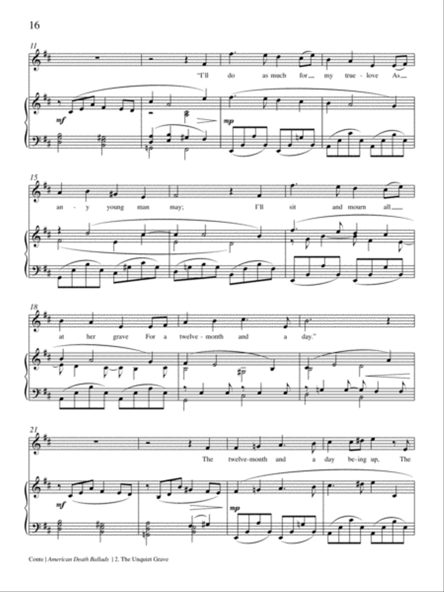 The Unquiet Grave from American Death Ballads High Voice scores gallery preview page 2