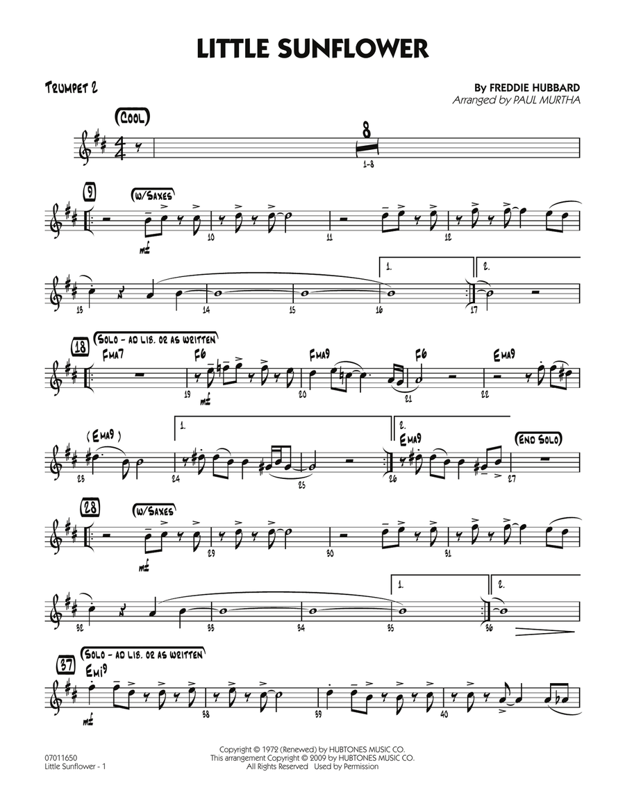 Little Sunflower - Trumpet 2 Jazz Ensemble scores gallery preview page 1