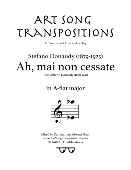 Ah, mai non cessate (A-flat major) by Stefano Donaudy Voice - Digital Sheet Music
