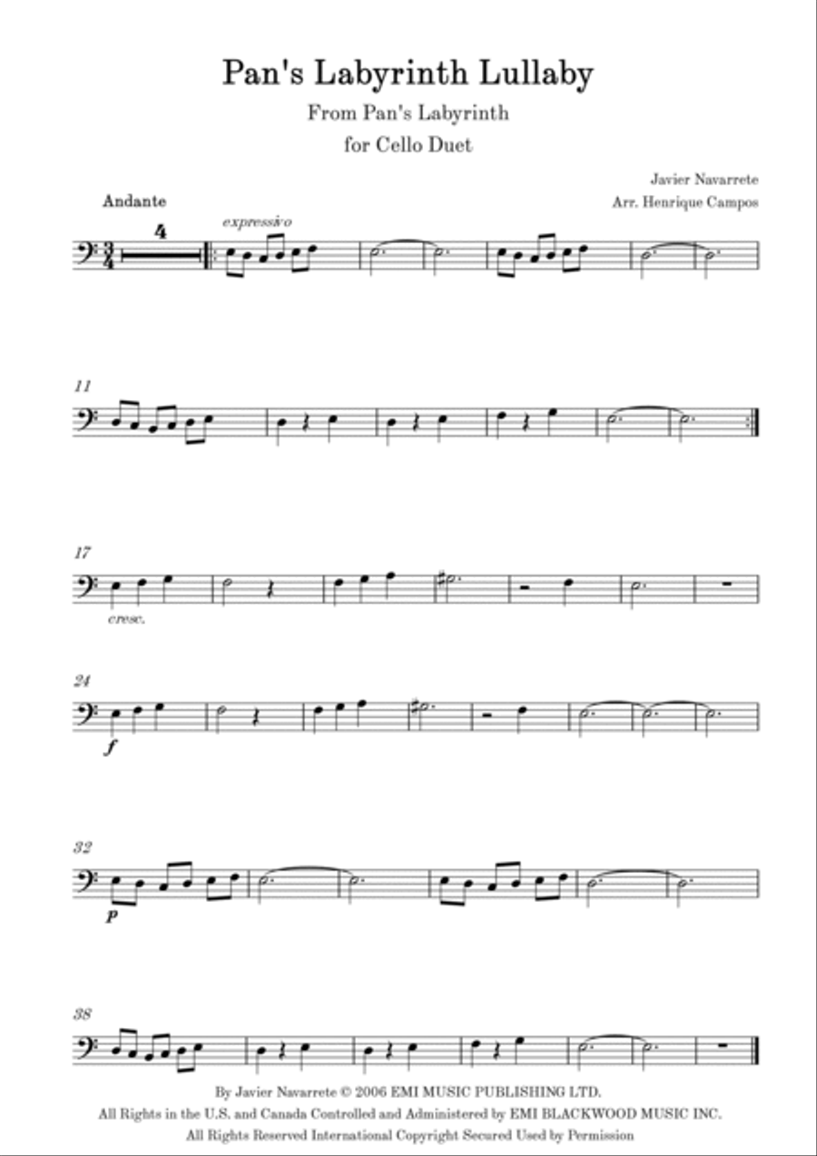 Pan's Labyrinth Lullaby String Duet scores gallery preview page 2