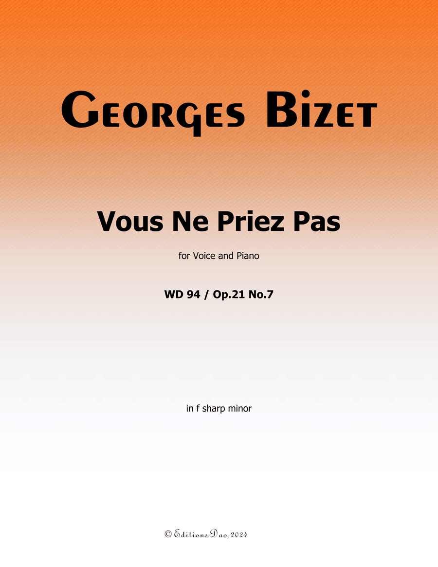 Vous Ne Priez Pas, by Bizet, in f sharp minor Voice scores gallery preview page 1