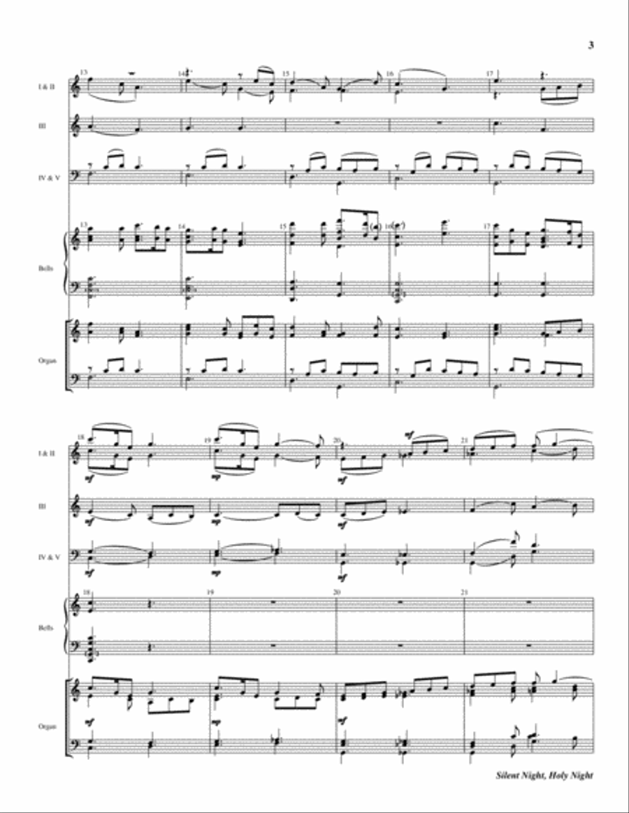 Silent Night, Holy Night Handbell Choir scores gallery preview page 4
