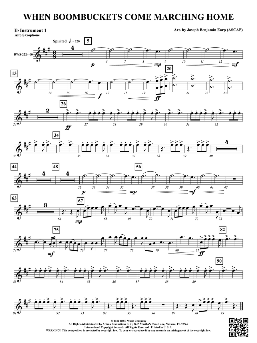 When Boombuckets Come Marching Home: Part 1 - E-flat Instruments E-Flat Instrument scores gallery preview page 1