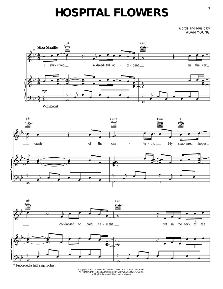 Hospital Flowers Piano, Vocal, Guitar scores gallery preview page 1