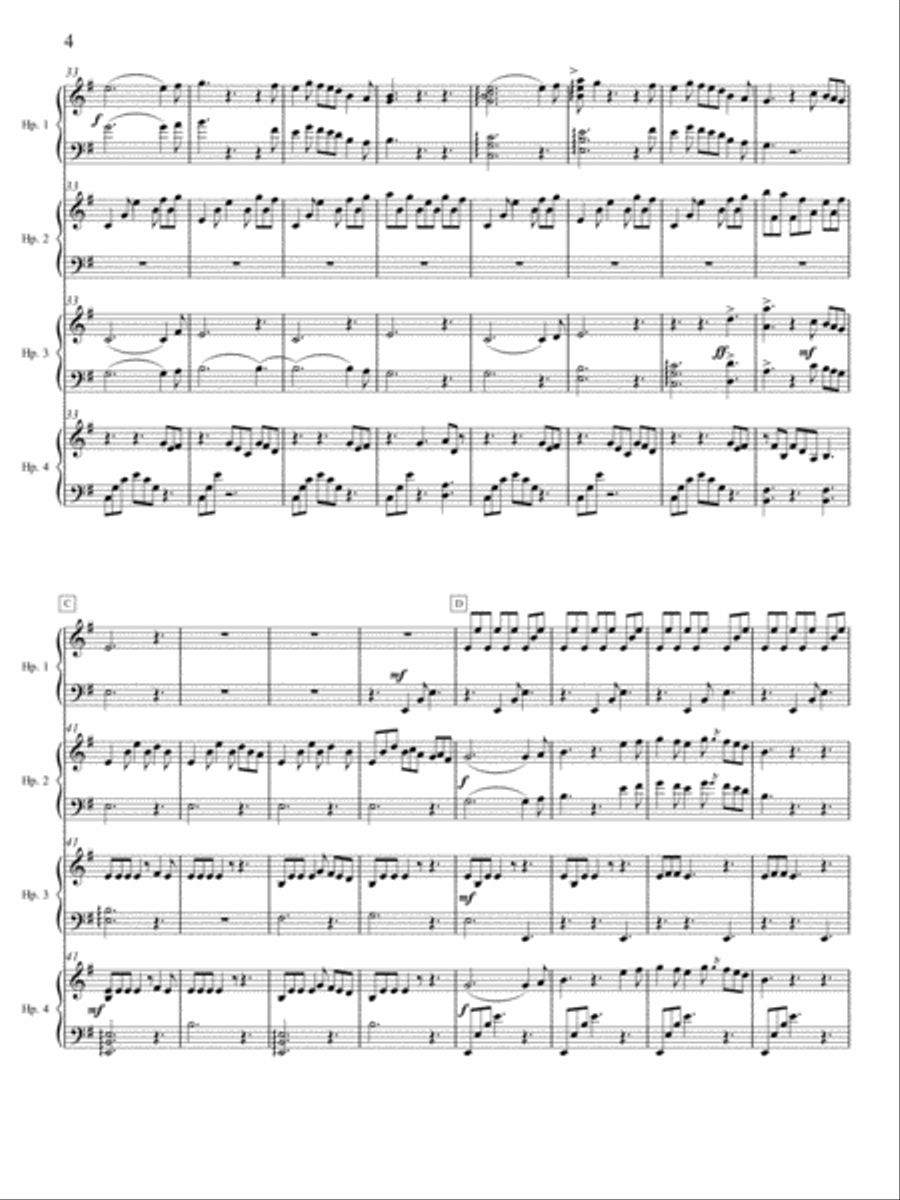 Black Hounds of Cŵn Annwn for Harp Ensemble (E minor)-Score only Harp scores gallery preview page 4