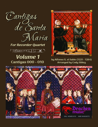 Book cover for Cantigas de Santa Maria for Recorder Quartet Volume 01
