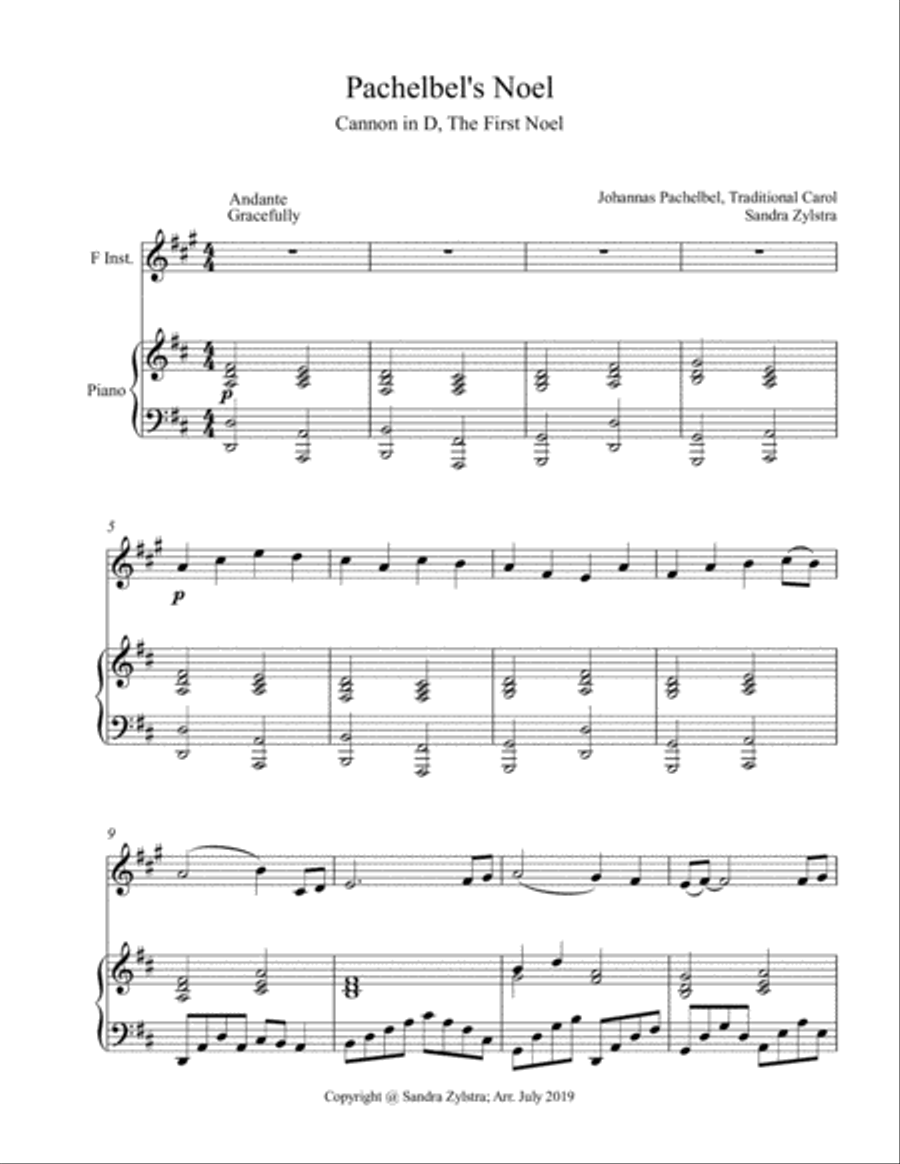 Pachelbel's Noel (treble F instrument solo) Horn scores gallery preview page 2