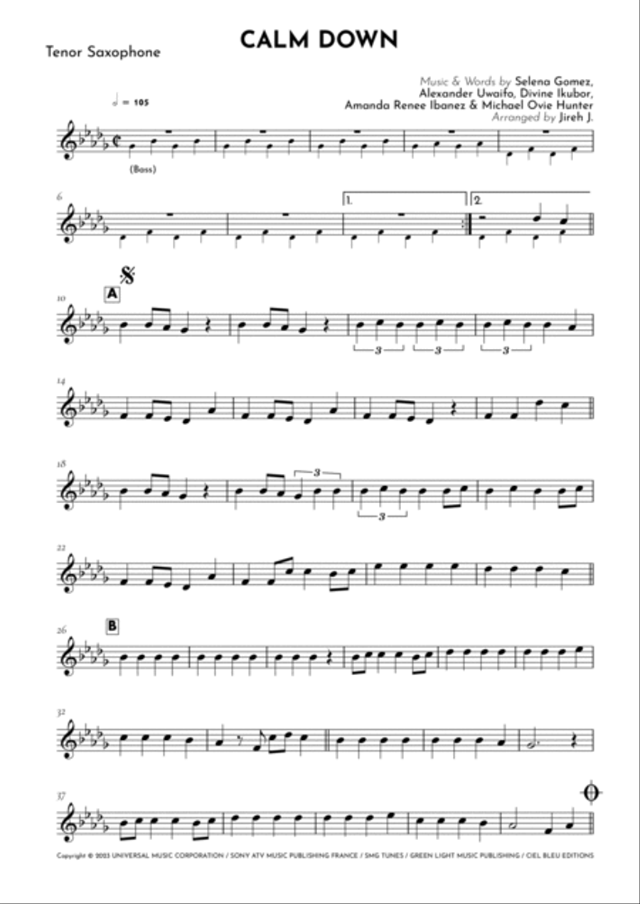Calm Down Tenor Saxophone scores gallery preview page 2