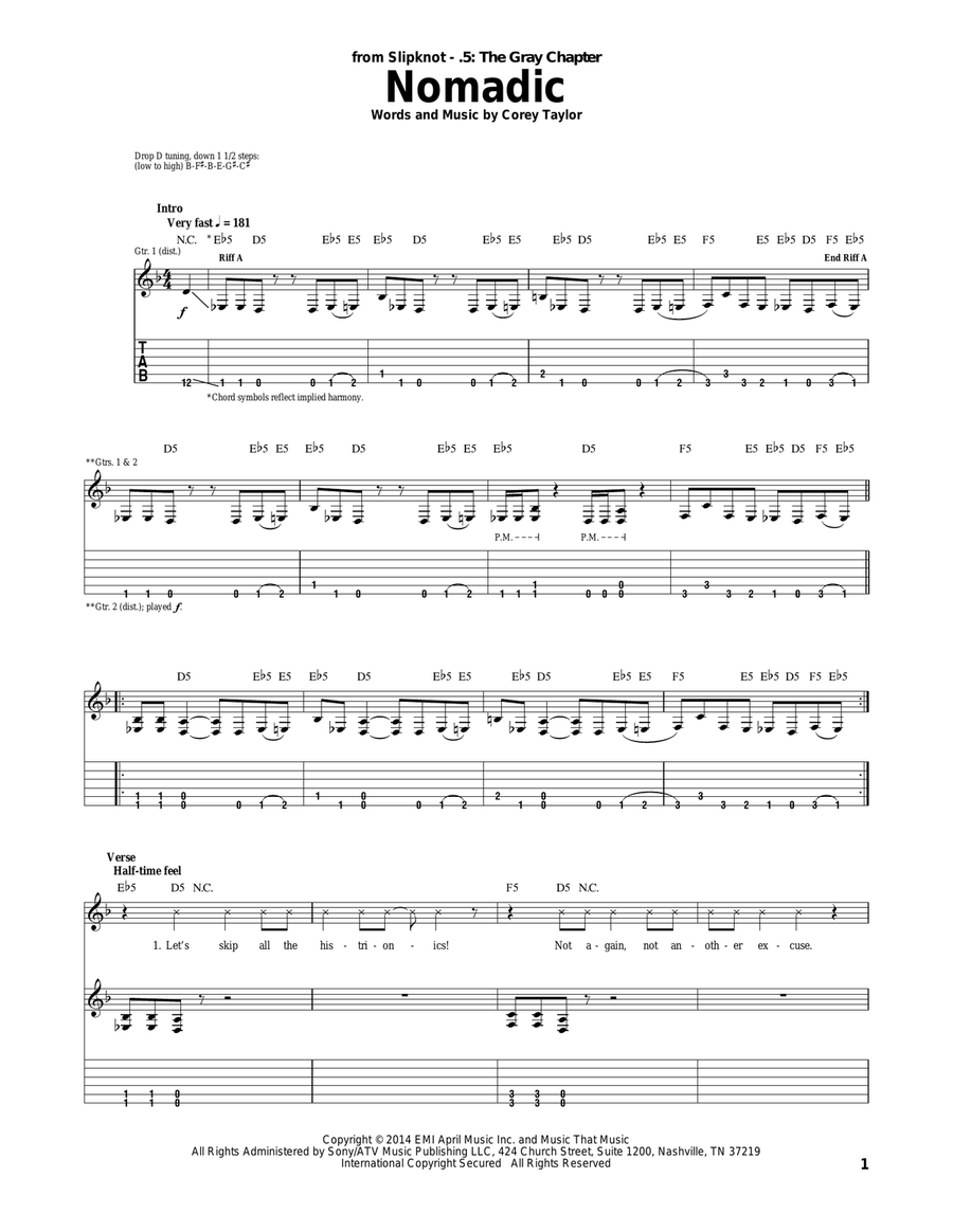 Nomadic Electric Guitar scores gallery preview page 1