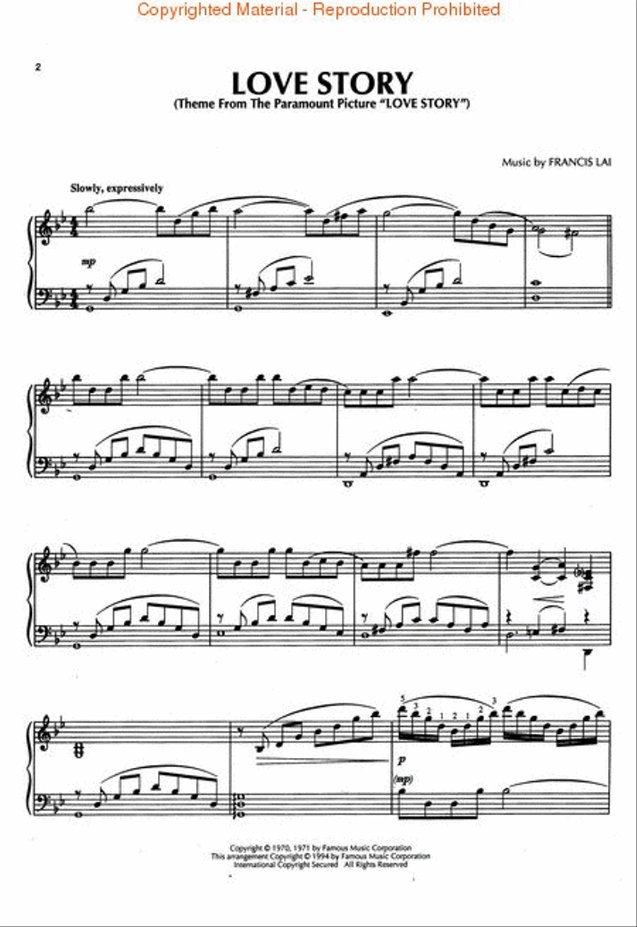 Love Story, Theme From Piano Solo scores gallery preview page 2