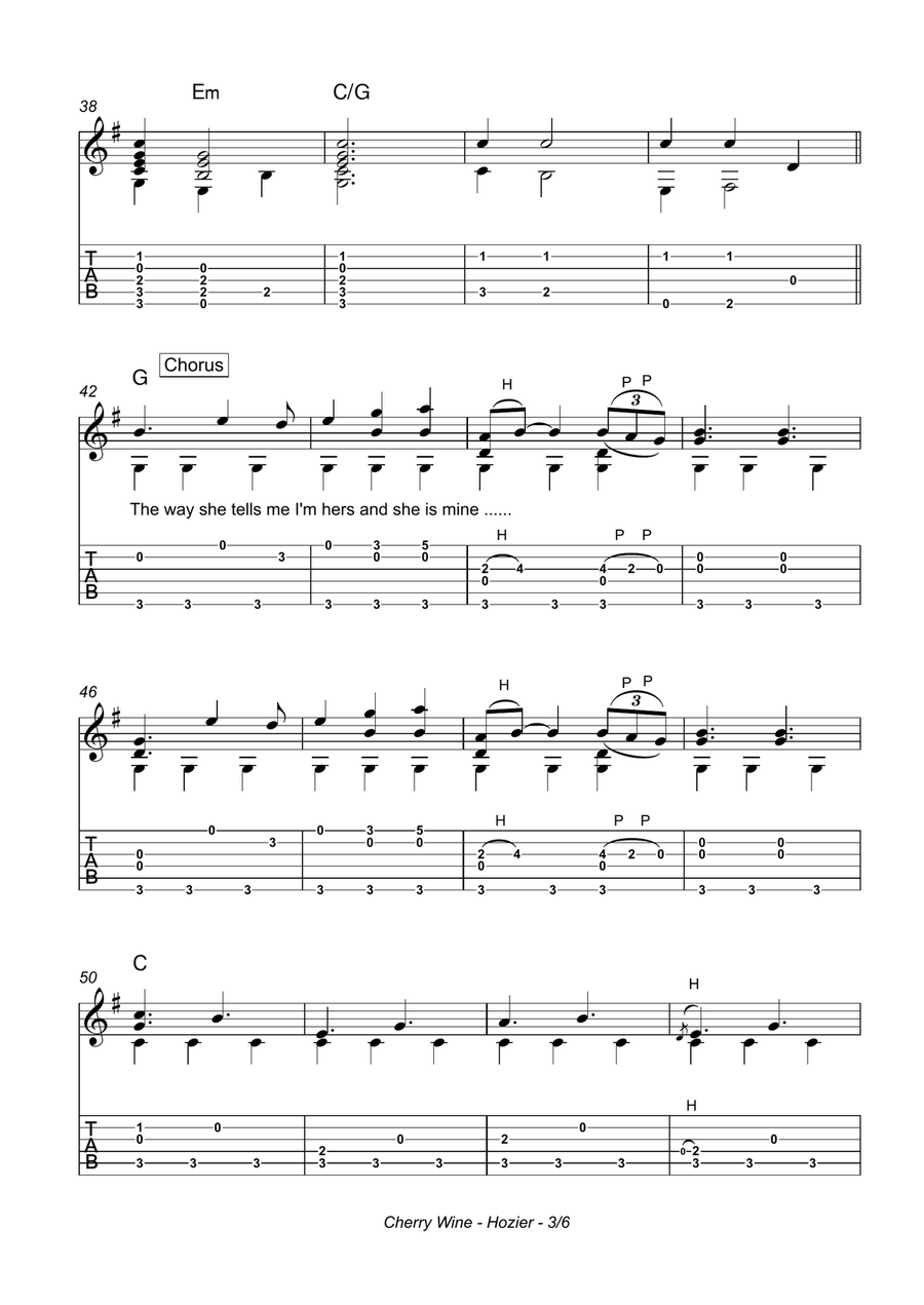 Cherry Wine Guitar Tablature scores gallery preview page 3