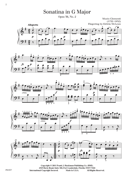 Sonatina in G Major, Op.36, No.2