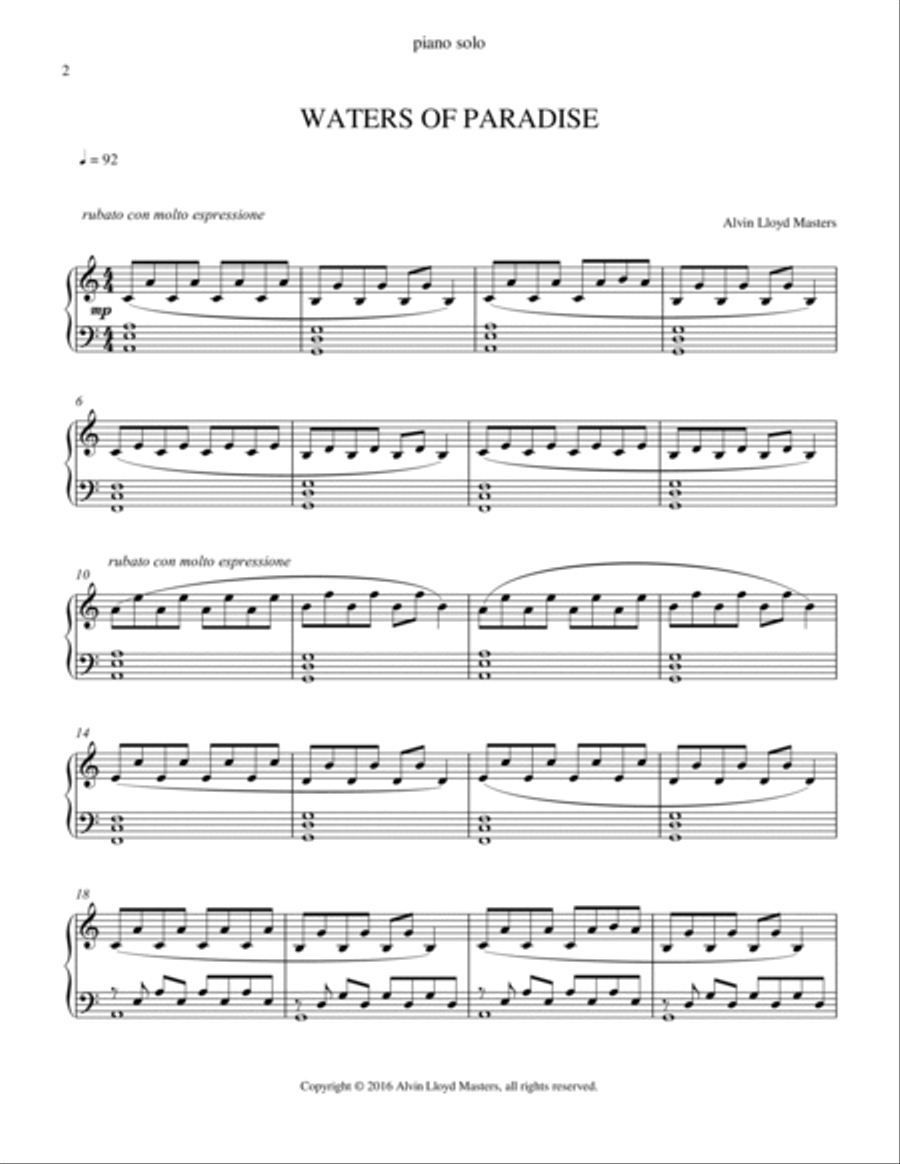 WATERS OF PARADISE WATERS OF PARADISE Piano Solo scores gallery preview page 2