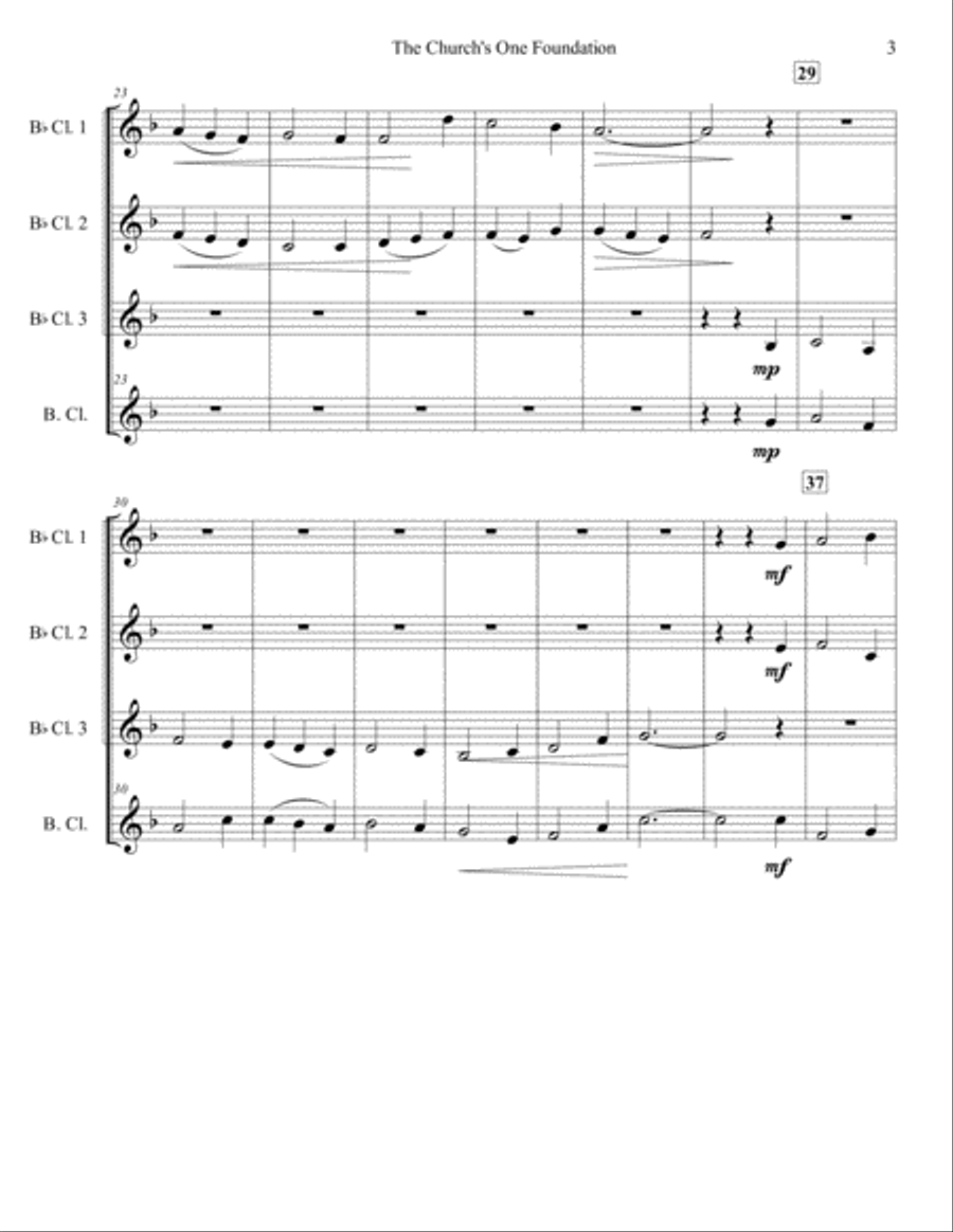 The Church's One Foundation (Clarinet Quartet) Clarinet Quartet scores gallery preview page 6