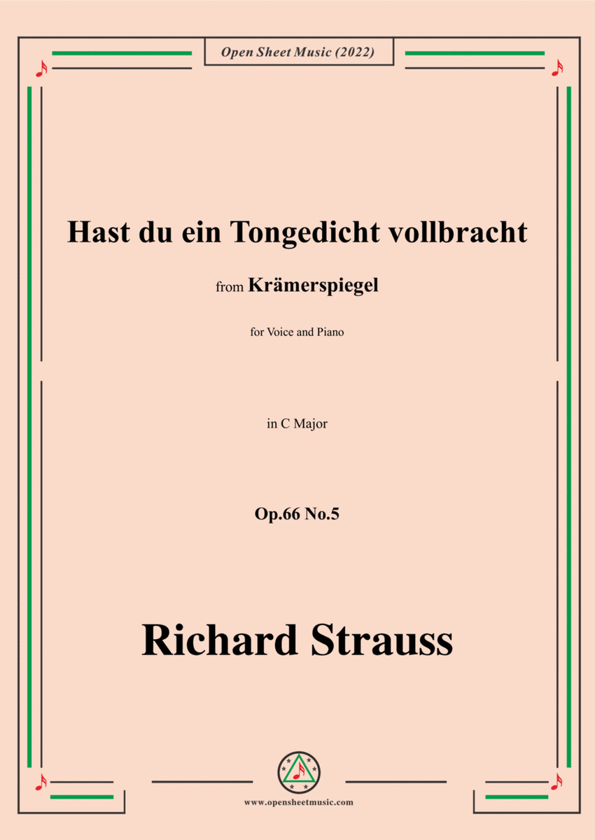 Richard Strauss-Hast du ein Tongedicht vollbracht,in C Major,Op.66 No.5 image number null