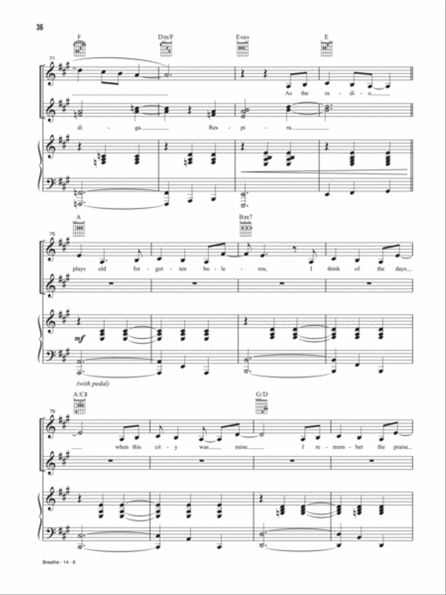 Breathe (Music from the Original Motion Picture Soundtrack, In The Heights) Piano, Vocal, Guitar scores gallery preview page 6