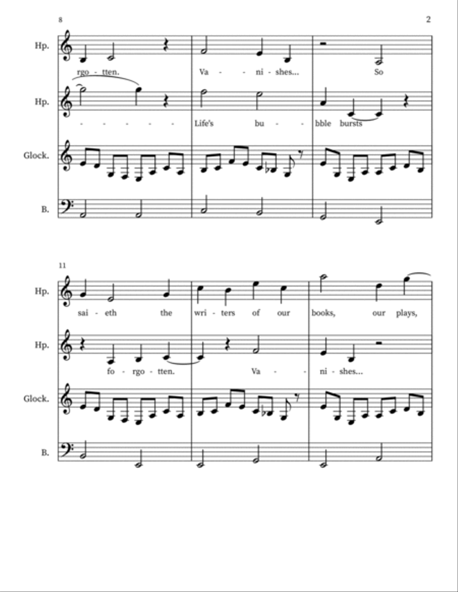 20081988, for harps, glockenspiel & upright bass Double Bass scores gallery preview page 2