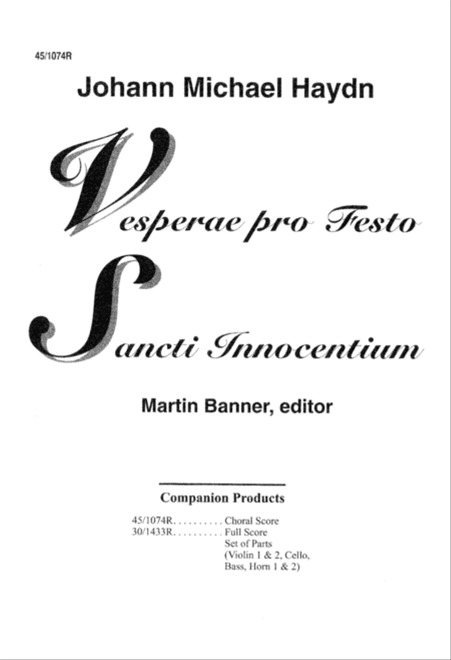 Vesperae Pro Festo Sancti Innocentium