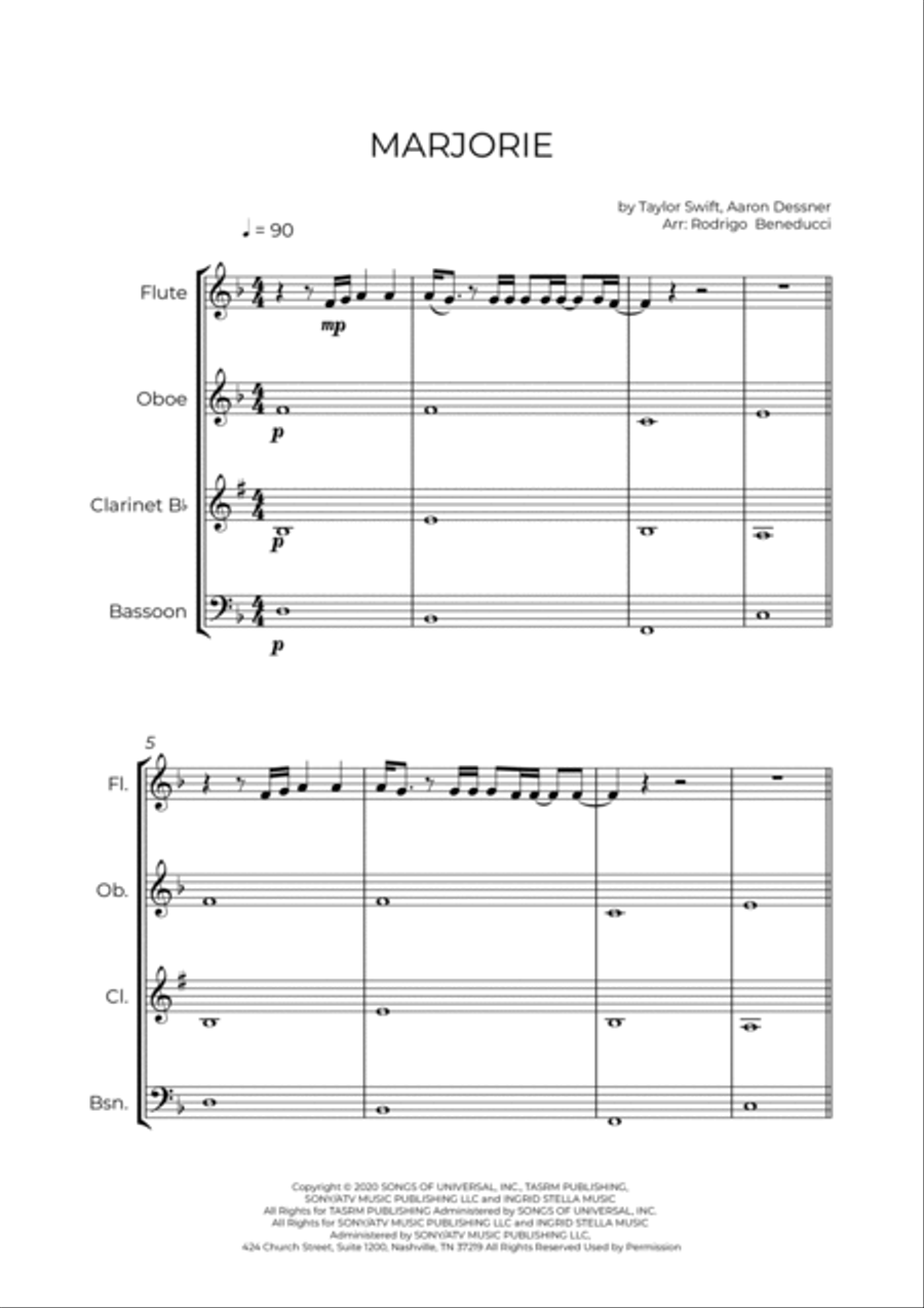 Marjorie Marjorie Woodwind Quartet scores gallery preview page 2