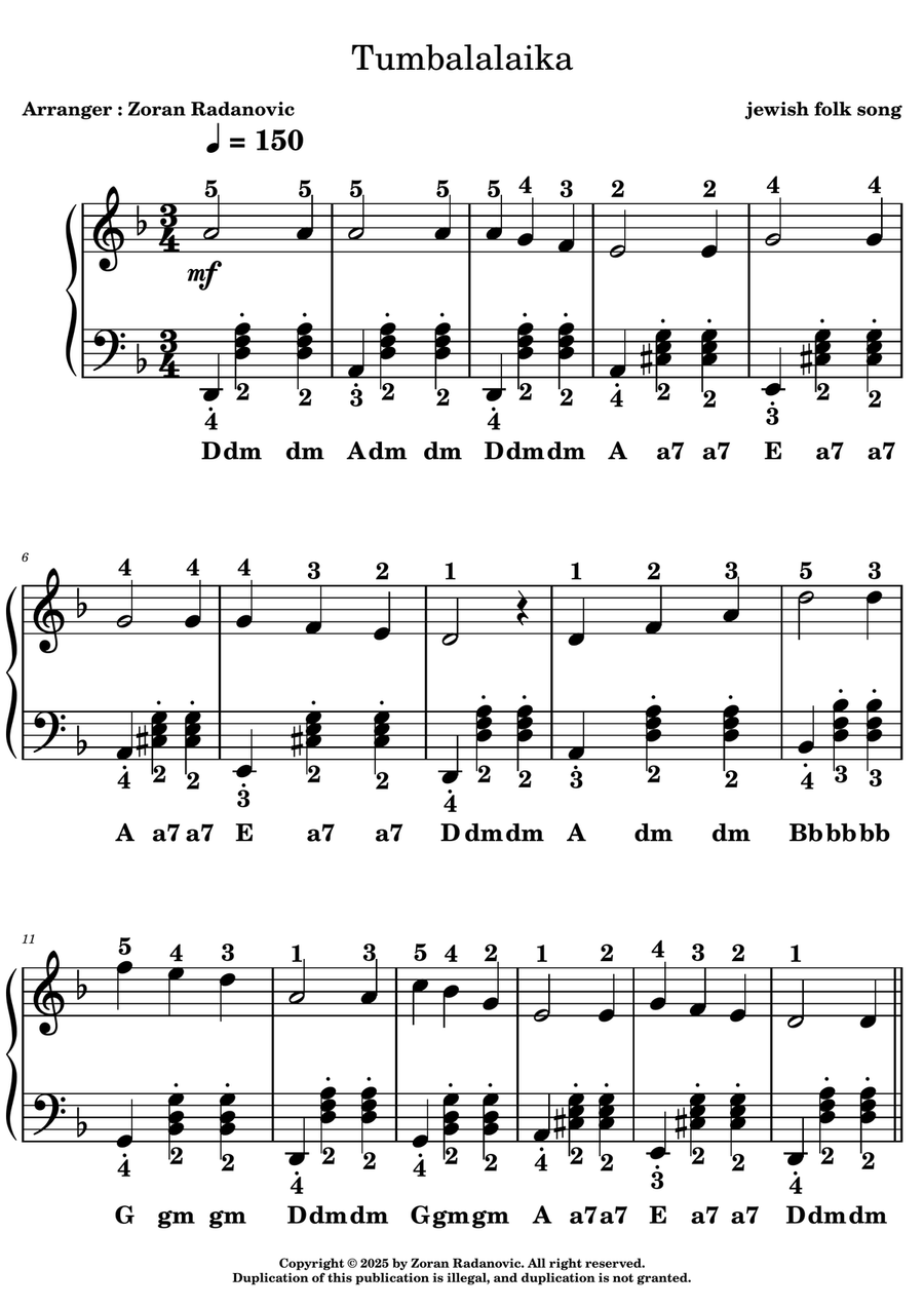 Tumbalalaika - for accordion Accordion scores gallery preview page 1