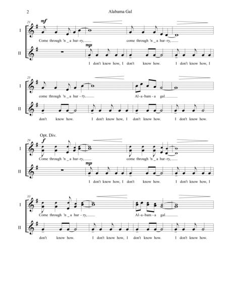 Alabama Gal / Come Through in a Hurry (2-part, a cappella)
