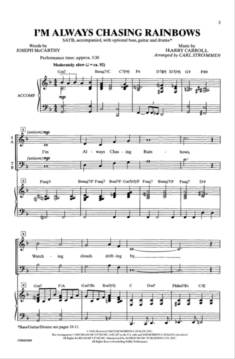 I'm Always Chasing Rainbows Choir scores gallery preview page 1