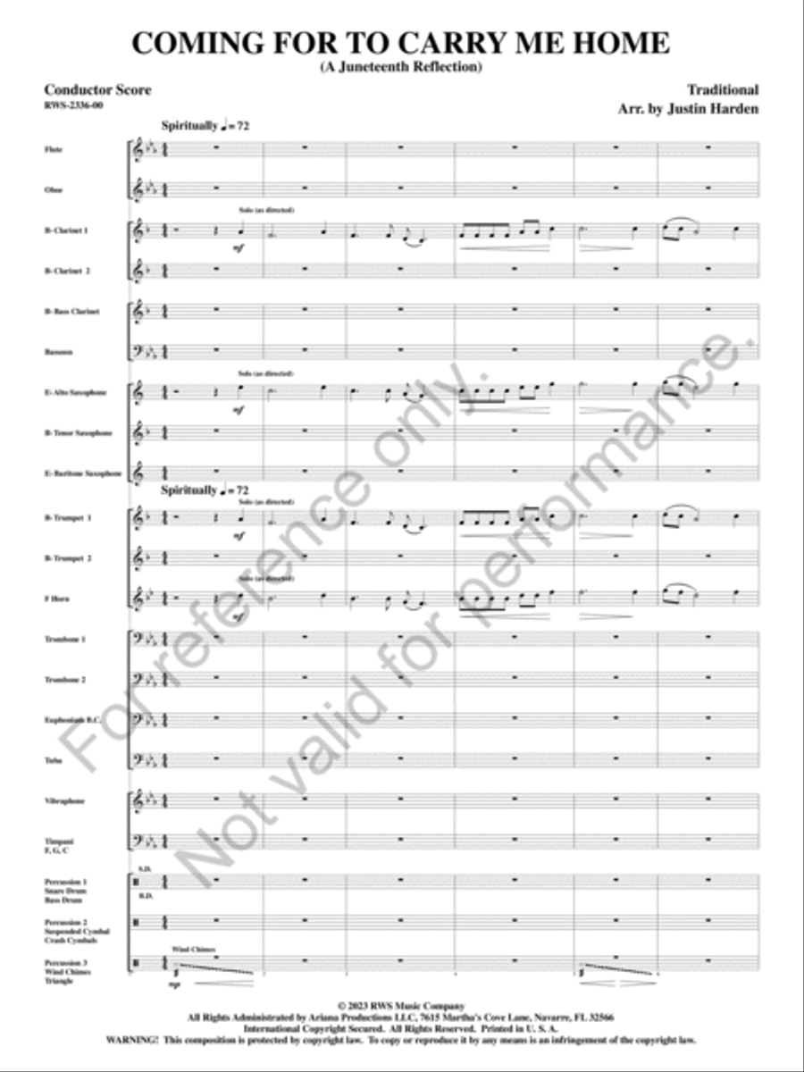 Coming for to Carry Me Home Concert Band scores gallery preview page 4