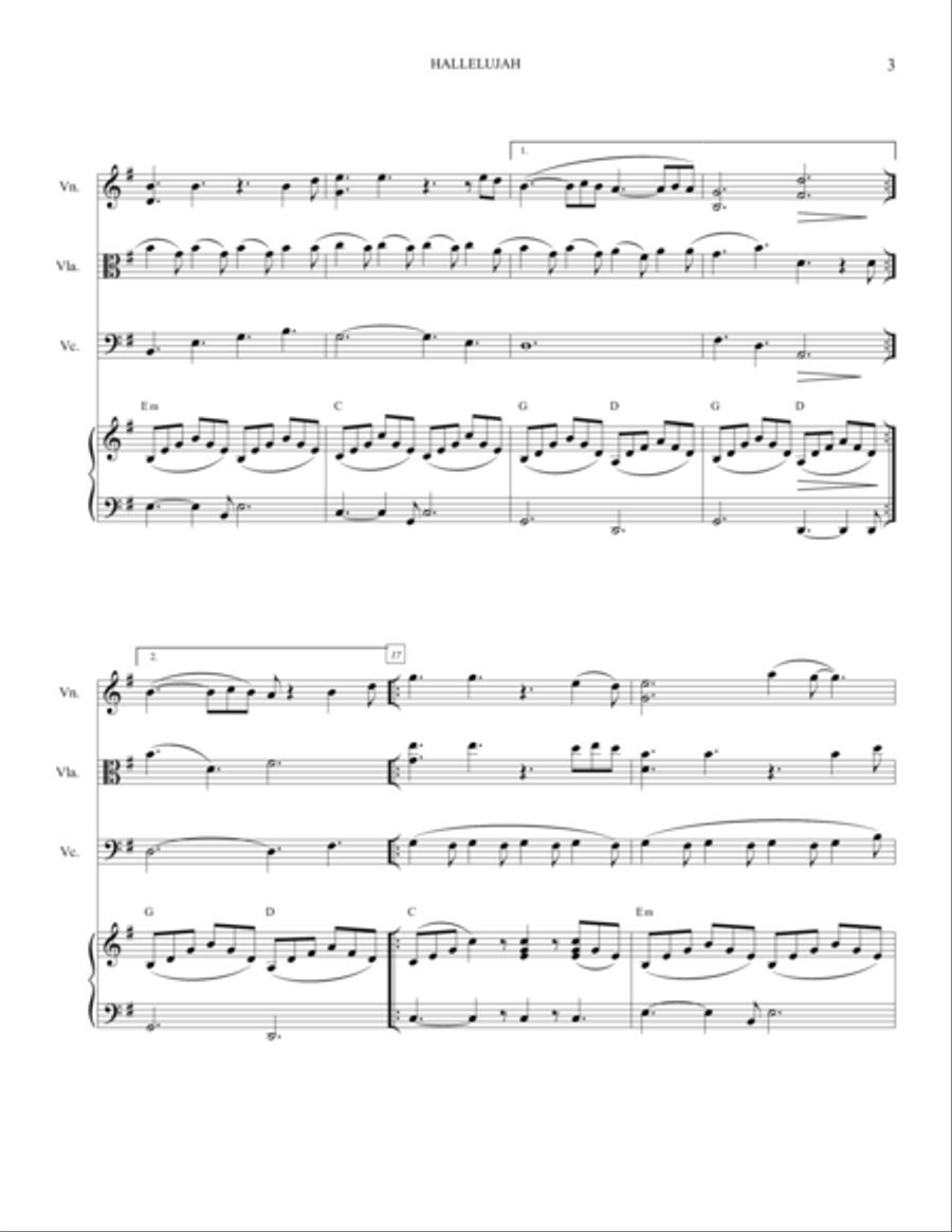Hallelujah Piano Quartet scores gallery preview page 4