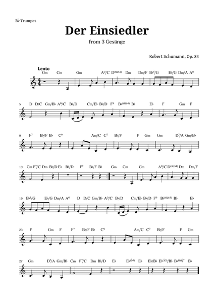 Der Einsiedler by Schumann for Trumpet and Chords image number null