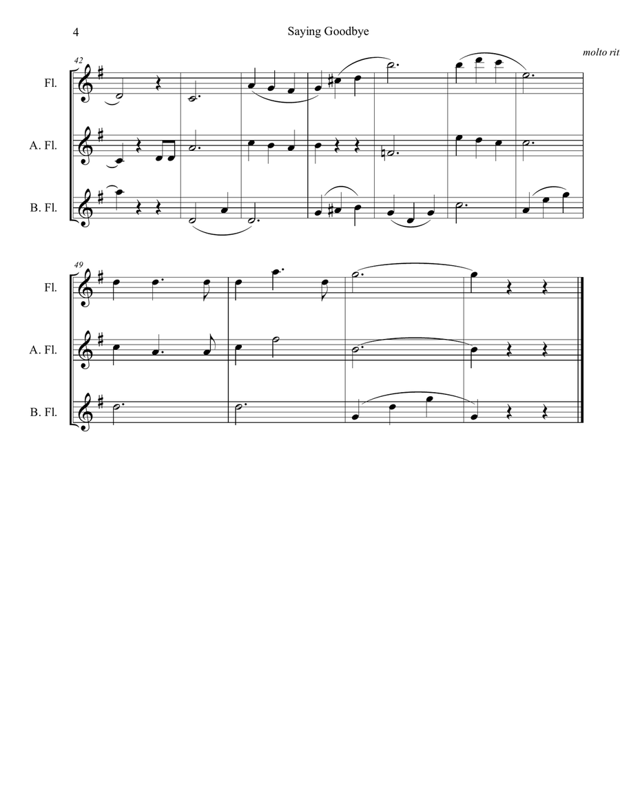 Saying Goodbye Saying Goodbye Flute Choir scores gallery preview page 5