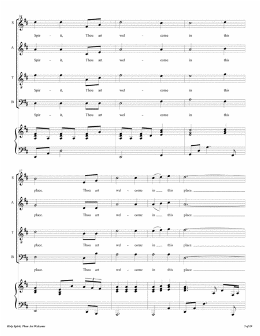 Holy Spirit, Thou Art Welcome 4-Part scores gallery preview page 6