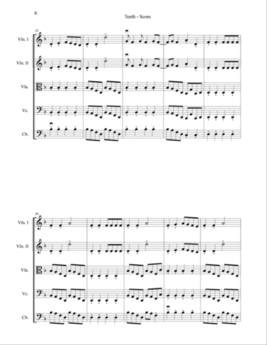 Teeth String Orchestra scores gallery preview page 6