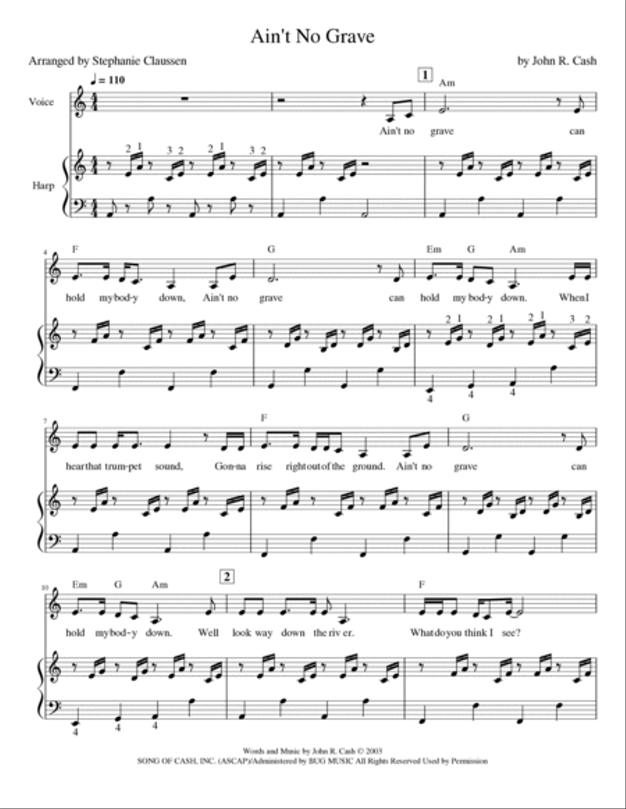 Ain't No Grave Celtic Harp scores gallery preview page 2