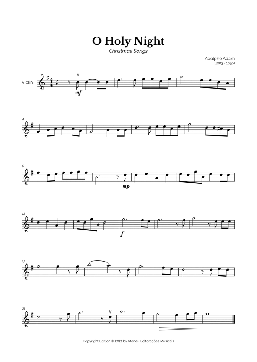 O Holy Night for Easy Violin Solo image number null