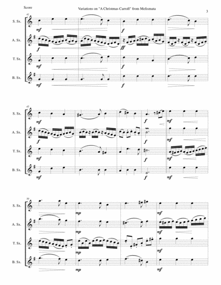 Variations on Remember, O Thou Man (from Ravenscroft's Melismata) for saxophone quartet image number null