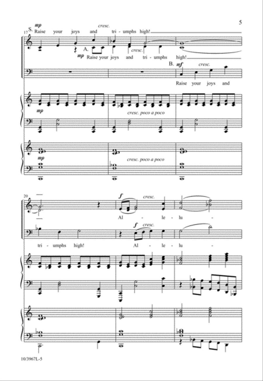 Raise Your Joys and Triumphs High 3-Part scores gallery preview page 5