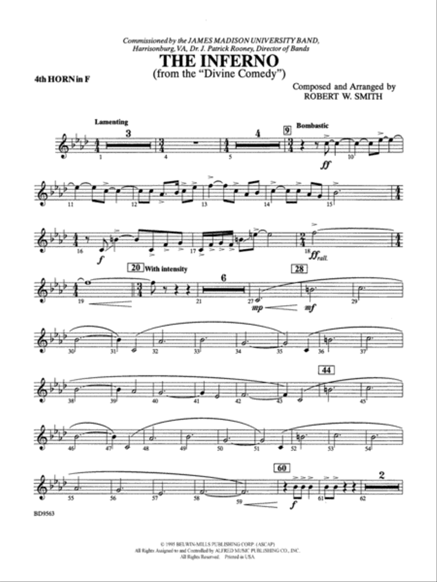 The Inferno: 4th F Horn Concert Band scores gallery preview page 1