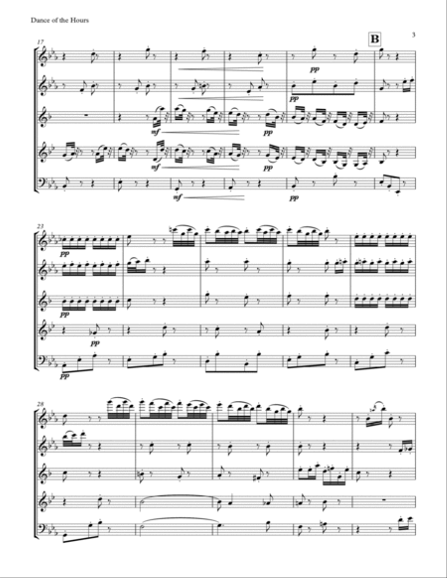 Dance of the Hours for Woodwind Quintet Woodwind Quintet scores gallery preview page 3