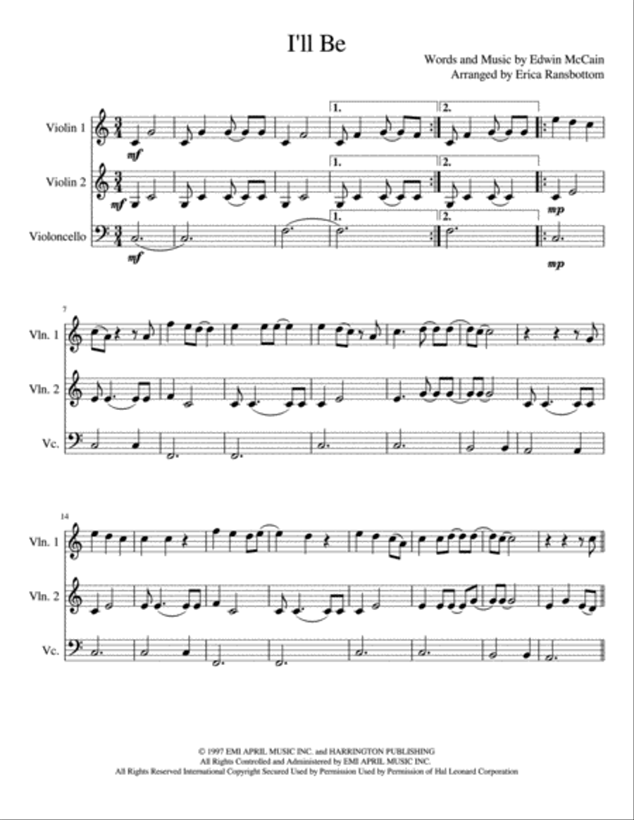 I'll Be String Trio scores gallery preview page 1